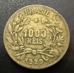 Moeda Brasileira, República, Valor 1000 Reis, Ano 1929, Bronze Alumínio, Muito Bem Conservada.