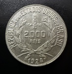 Moeda Brasileira, Valor 2000 Reis, Ano 1924, Prata, Peso 8 g, Flor de Cunho.