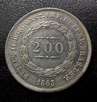 Moeda Brasileira, Império, Valor 200 Reis, Ano 1863, Prata, Peso 2,5 g, Soberba.