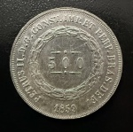 Moeda Brasileira, Império, Valor 500 Reis, Ano 1859, Prata, Peso 6,3 g, Soberba.