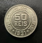 Moeda Brasileira, Valor 50 Reis, 1931, Níquel, Flor de Cunho.
