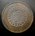 Moeda Brasileira, Valor 40 Reis, 1893, Bronze, Soberba/Flor de Cunho.