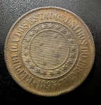 Moeda Brasileira, Valor 40 Reis, 1895, Bronze, Soberba/Flor de Cunho.