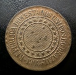 Moeda Brasileira, Valor 40 Reis, 1908, Bronze, Soberba/FC.