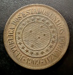 Moeda Brasileira, Valor 40 Reis, 1909, Bronze, Soberba.