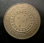 Moeda Brasileira, Valor 40 Reis, 1911, Bronze, Soberba/FC.