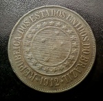 Moeda Brasileira, Valor 40 Reis, 1912, Bronze, Soberba.