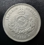 Moeda Brasileira, Império, Valor 50 Reis, 1886, Níquel, Soberba/FC.
