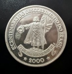Medalha Comemorativa, 5º Centenário do Descobrimento do Brasil, Pedro Álvares Cabral, Ano 2000, Prata 999, Peso 31,2 g, Proof - Flor de Cunho.