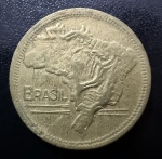 Moeda Brasileira, Valor 2 Cruzeiros, Ano 1949, MAPA DUPLO, Bronze Alumínio, Muito Bem Conservada.