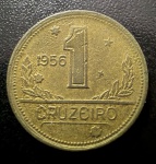 Moeda Brasileira, Valor 1 Cruzeiro, Ano 1956, Bronze Alumínio, Soberba.