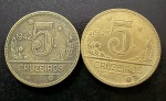 Moedas Brasileiras, Valor 5 Cruzeiros, Anos 1942 e 1943, Bronze Alumínio, MBC/Soberbas.
