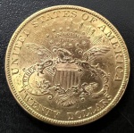 Moeda Americana, Valor 20 Dollars, Ano 1896, Ouro, Peso 33,4 g, Diâmetro 34 mm, Soberba/FC.