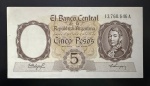Cédula Estrangeira, ARGENTINA, Valor 5 Pesos, Período 1960/1962, Flor de Estampa.