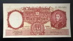 Cédula Estrangeira, ARGENTINA, Valor 10 Pesos, Período 1954/1963, Flor de Estampa.