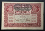 Cédula Estrangeira, ÁUSTRIA, Valor 2 Kronen, Data 1/03/1917, Flor de Estampa.