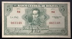 Cédula Estrangeira, BOLÍVIA, Valor 5 Bolivianos, Data 1928, Soberba.