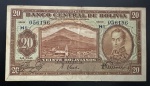 Cédula Estrangeira, BOLÍVIA, Valor 20 Bolivianos, Data 20/07/1928, Série H1,  MBC/Soberba.
