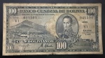 Cédula Estrangeira, BOLÍVIA, Valor 100 Bolivianos, Data 20/07/1928, Série V1, Muito Bem Conservada.