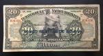 Rara Cédula Estrangeira, BOLÍVIA, com Carimbo BANCO CENTRAL de BOLÍVIA, Valor 20  Bolivianos, Data 11 de Maio de 1911 Circulada em 1929, Série C, Muito Bem Conservada.