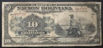 Cédula Estrangeira, BOLÍVIA, sem o Carimbo BANCO CENTRAL de BOLÍVIA, Valor 10 Bolivianos, Data 11 de Maio de 1911, Série N, Muito Bem Conservada.