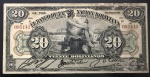 Cédula Estrangeira, BOLÍVIA, sem o Carimbo BANCO CENTRAL de BOLÍVIA, Valor 20 Bolivianos, Data 11 de Maio de 1911, Série D, Muito Bem Conservada.