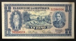 Cédula Estrangeira, COLÔMBIA, Valor 1 Peso Oro, Data 07/08/1953, Série A, Muito Bem Conservada/Soberba.