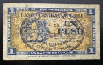 Cédula Estrangeira, CHILE, Bilhete Provisório, Valor 1 Peso = 1/10 Condor, Data 03/03/1943, com Carimbo Particular - Taller Ciclista Cruz, Soberba.