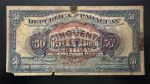Rara Cédula Estrangeira, PARAGUAI, Valor 50 Pesos Fortes com Carimbo de 50 Centimos, Ano 1943, Muito Bem Conservada.