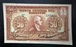 Cédula Estrangeira, PARAGUAI, Valor 50 Guaranies, Série A, Lei 25 de Março de 1952, Soberba/Flor de Estampa.