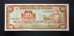 Cédula Estrangeira, NICARÁGUA, Valor 20 Córdobas, Série D, Ano 1978, Soberba/Flor de Estampa.