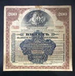 Bilhete Russo, Empréstimo Interno do Estado, Valor 200 Rublos, Data 11 de Agosto de 1917, com Carimbo de 1920, Validade 16 de Março de 1928. Os Bilhetes são Utilizados como Garantia para Contratos e Entregas Governamentais, Taxas Alfandegárias, Muito Bem Conservado.