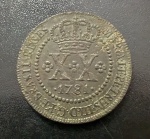 Rara Moeda Brasileira, Colonial, Reinado D.Maria I e D.Pedro III, Valor XX Reis, Ano 1781, Casa da Moeda de Lisboa, Cobre, 47 Pérolas, Soberba.