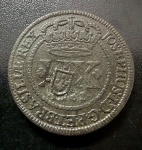 Rara Moeda Brasileira, Colonial, Reinado D.Josephus I, Valor XX Reis com Carimbo de Escudete, Ano 1761, Casa da Moeda da Bahia, Cobre, 53 Pérolas, Soberba.