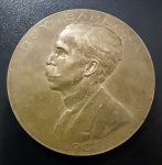 Medalha Comemorativa, Homenagem do Governo de Brasília a Ruy Barbosa, Ano 1907, Gravador Elm & Agry, Bronze, Peso 87 g, Diâmetro 61 mm, Flor de Cunho.