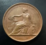 Medalha Comemorativa, Exposição Internacional de Amsterdã - Holanda, Ano 1869, Gravador Belga Charles Wiener, Bronze, Peso 54 g, Diâmetro 50 mm, Flor de Cunho.