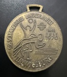 Medalha Esportiva, Alemanha - Comemorativa ao 52º Festival de Ginástica da Suábia - Evento Multi Esportivo Regional de Ginástica Artística, Atletismo, Natação,...., Data 16 a 19 de Julho de 1970, Bronze Dourado, Flor de Cunho.