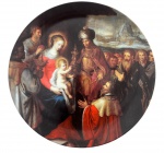 PORTUGAL - Prato em porcelana Vista Alegre, edição comemorativa Festa de Natal 2001, com reprodução da obra A Adoração dos Magos de Frans Francken II. Série limitada, decoração exclusiva. Em bom estado de conservação. Mede 20 cm diâmetro.