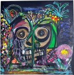 PATRICIA TORELLY  - Obra em acrílica/ mista sobre tela, intitulada Saquarema, de forte expressão contemporânea, com composição vibrante e linguagem simbólica. A artista explora figuração estilizada com traços intensos, cores contrastantes e rica textura, criando uma atmosfera dinâmica e sensorial. Destaca-se pela liberdade gestual e personalidade marcante. Assinada no verso e datada 2025. Mede 40 x 40 cm.Nota: Discípula e esposa do artista plástico Sandro Donatello, filho do pintor Oswaldo Teixeira.