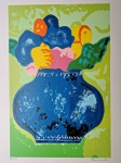 Aldemir Martins, Vaso azul com flores, gravura, tiragem 78/120, 70x50cm, sem moldura, Edição Póstuma