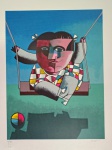 Inos Corradin, Menina no Balanço, gravura, tiragem 73/100, 70x50cm, sem moldura