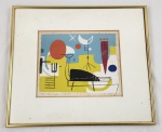Assinatura não identificada, datado de 1948. Tiragem 14/70. Medindo: 22 x 26 cm com moldura; 37 x 44 cm.