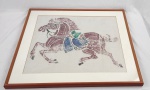 Quadro oriental `Cabalo`. Medindo: 55 x 62 cm e 71 x 78 cm.