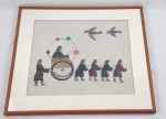 Quadro oriental `Grupo escultórico`. Medindo: 55 x 62 cm e 71 x 78 cm.