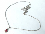 Vintage Luxo Jóias, Coleção, Decoração, ou Uso, Lote contendo Colar Clássico Princesa em Prata de Lei 925, com Gota Rubi lapidada e envolta de cristais, medindo 45,5cm