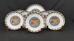 Schmidt, Brasil. Conjunto para sobremesa em porcelana esmaltada, decorado em policromia, composto por prato de bolo e 9 pratos para sobremesa. Medindo: 19,5 e 27 cm.