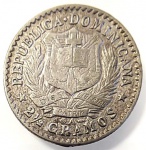 MOEDA PRATA (.350) REPÚBLICA DOMINICANA 10 CENTAVOS 1897. MOEDA VALORIZADA: 45,00 EUROS (FONTE UCOIN