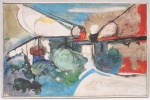 NEVES, Holmes (Lima Duarte, MG, 1925 - 2008). Composição abstrata. Óleo sobre placa de eucatex. Assinado, localizado Rio e datado de 1977 no CIE. Medidas: Alt.: 57 x Comp.: 87 cm. Apresenta sujidades, riscos, e perda pictórica, demanda restauro.