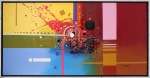 VALDONÊS (Valdonês dos Santos Ribeiro, MA - 1972): "Abstrato Geométrico". Óleo sobre tela. Assinado no CID. Verso assinado, intitulado e localizado. Medidas: Alt.: 70 x Comp.: 140 cm.
