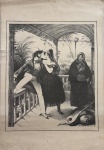 Antiga litogravura "RUGENDAS" intitulada "COSTUMES DO RIO DE JANEIRO". Amarelamento do tempo. Medida total 45 x 64cm.